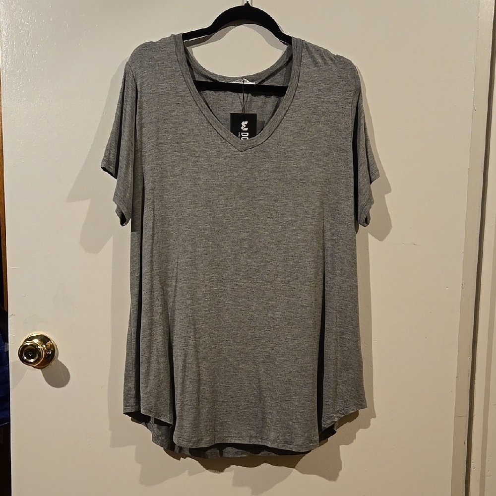 Doublju Gray Oversized Short Sleeve T-Shirt